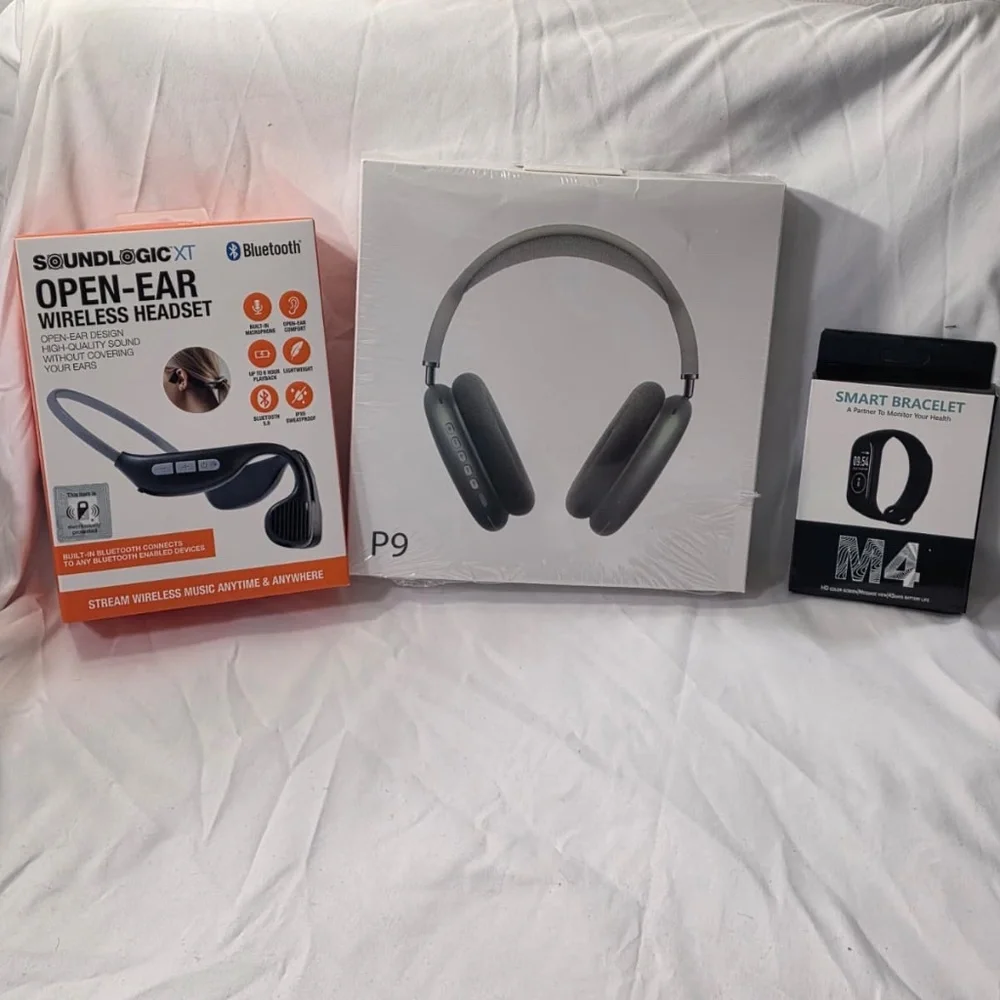 All in one Bundle (SoundLogic+M4 Smart Fitness+ Green P9 Wireless Headphones)